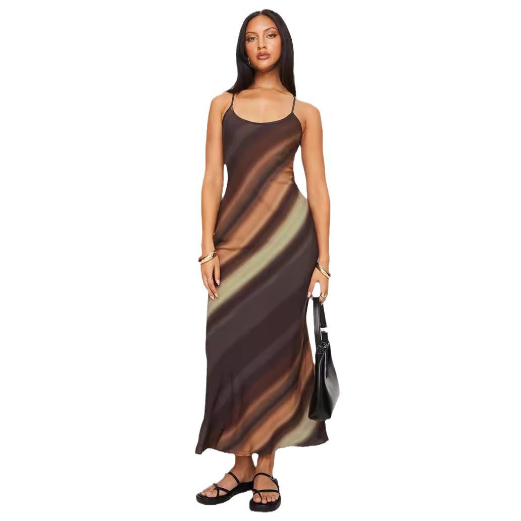 Vasiliki- Sommerliches Maxikleid mit Trägern Braun 6
