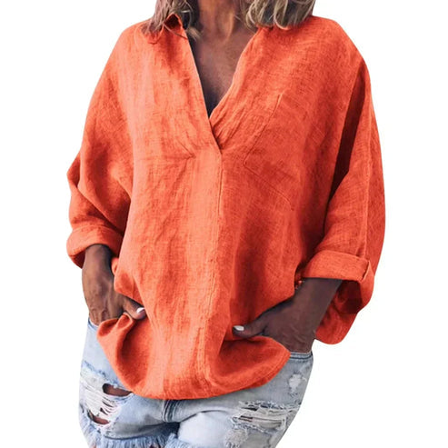 Vita- Langarm T-Shirt Mit Selbstbewusstem Stil Orange