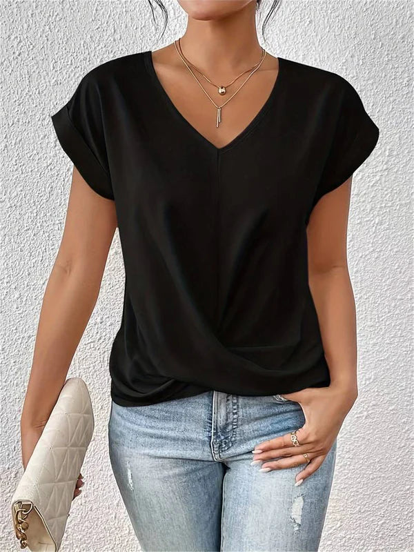 Vivica- Lässiges Kurzarm T-Shirt Für Damen Schwarz