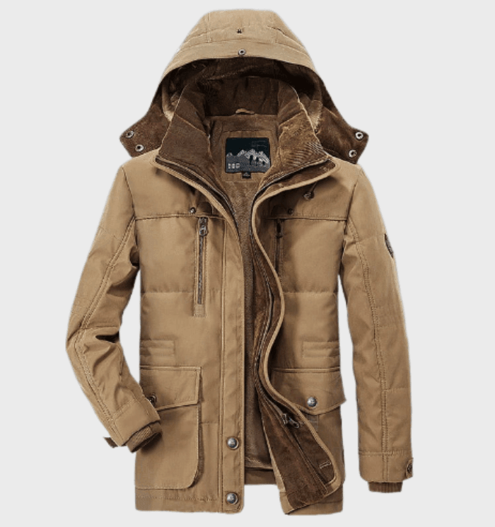 Volkhard – Klassischer Warmer Herren Wintermantel Khaki