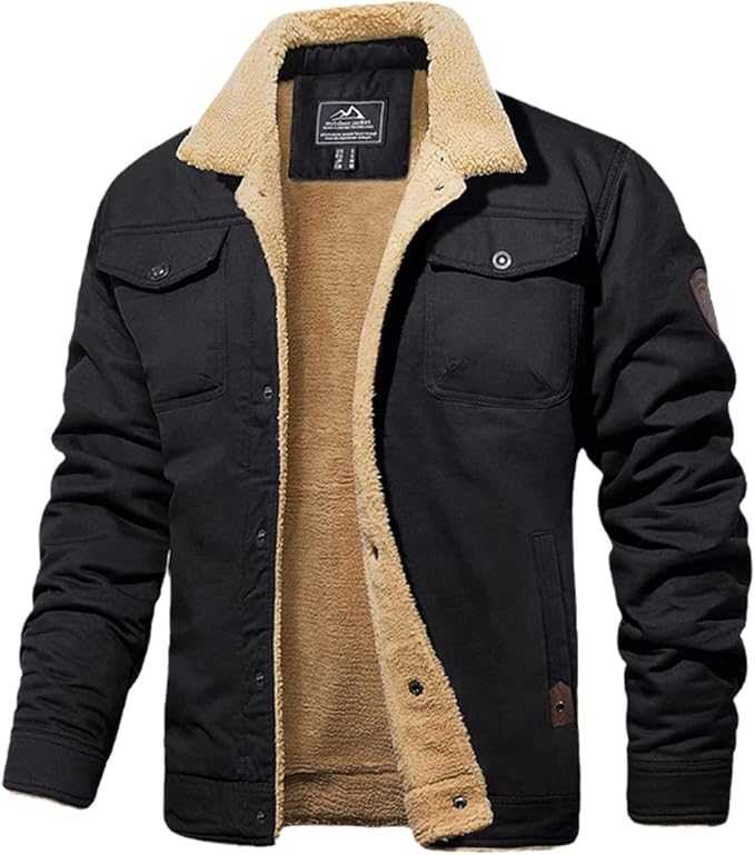 Vreni – Dicker Warmer Herren Wintermantel Outdoor Schwarz