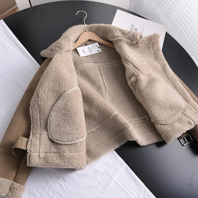 Brigitte - Bikerjacke Damen Kurz Mit Kragen Taschen Farbe