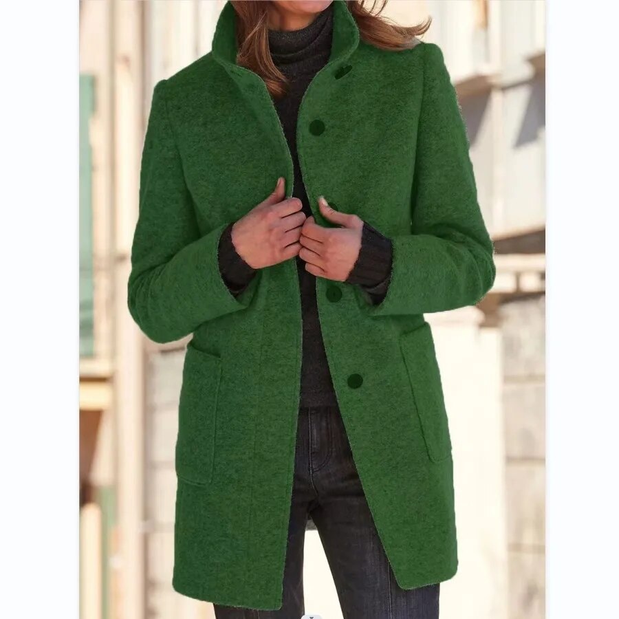Nanette – Damen Wollmantel Elegant Lang Warm Wintermantel