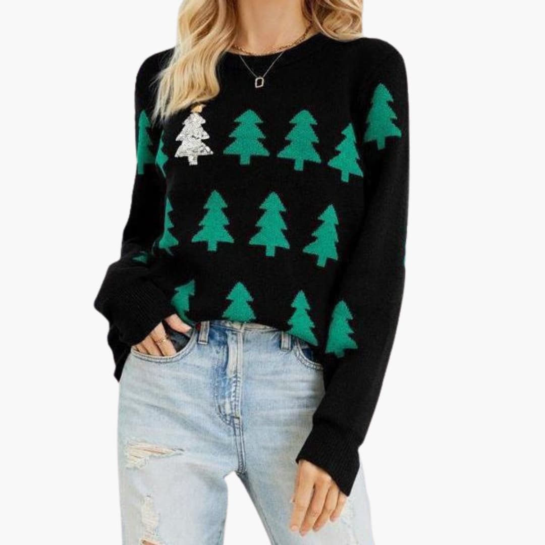 Marita - Damen Weihnachtspullover Weihnachtsbaum