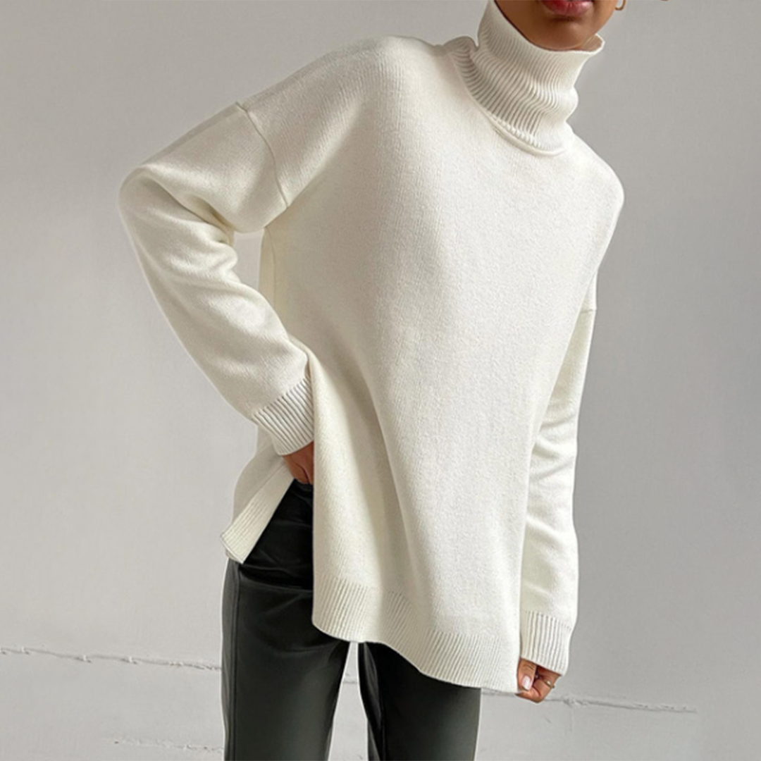 Thea – Eleganter Rollkragenpullover mit Seitenschlitz