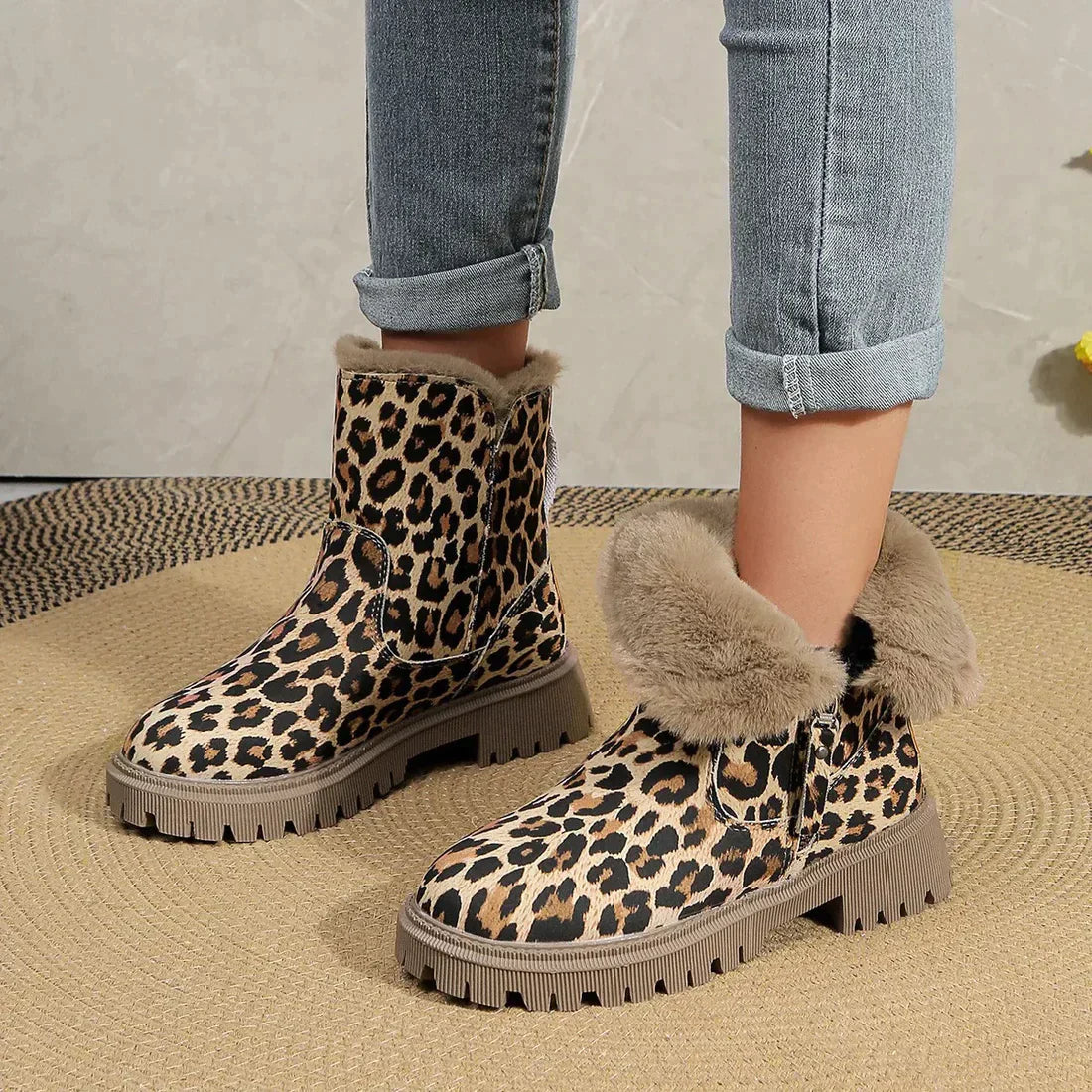 Veronika – Trendige Winterstiefel Mit Leopardendruck