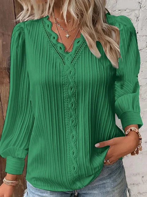 Daniela - Langärmlige Bluse Mit V Ausschnitt Für Damen