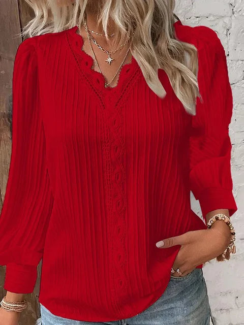 Daniela - Langärmlige Bluse Mit V Ausschnitt Für Damen