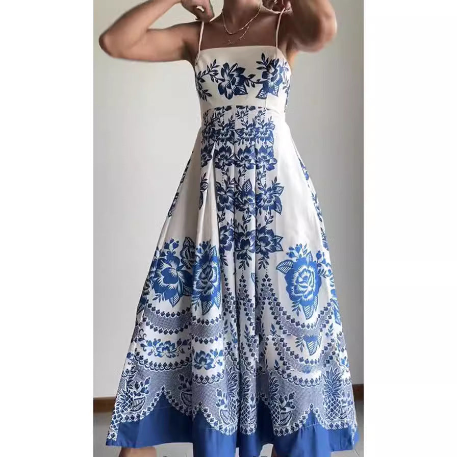 Xyla – Bedrucktes Fit & Flare Sommerkleid Blau 1