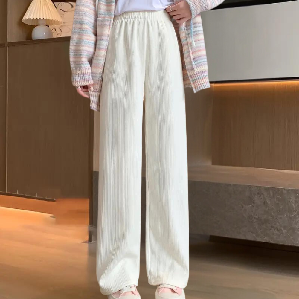 Yasmine - Women's Wide Casual Trousers - Weiß