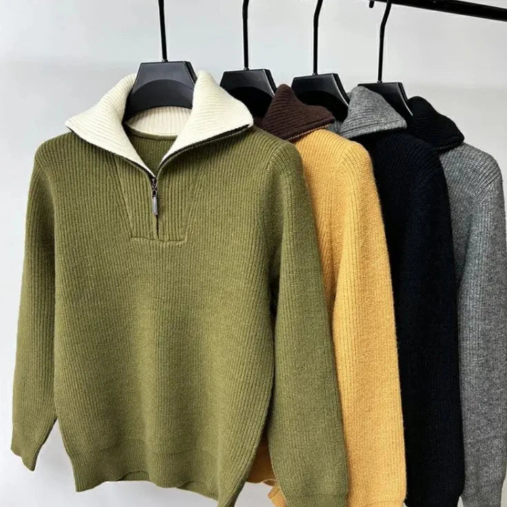 Axel – Herren Stehkragenpullover mit Reißverschluss – Sportlich & Modern
