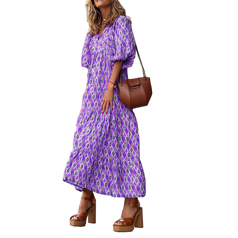 Zelma- Damen Maxikleid mit luftiger Silhouette Lila 2-0-cib-0-cib