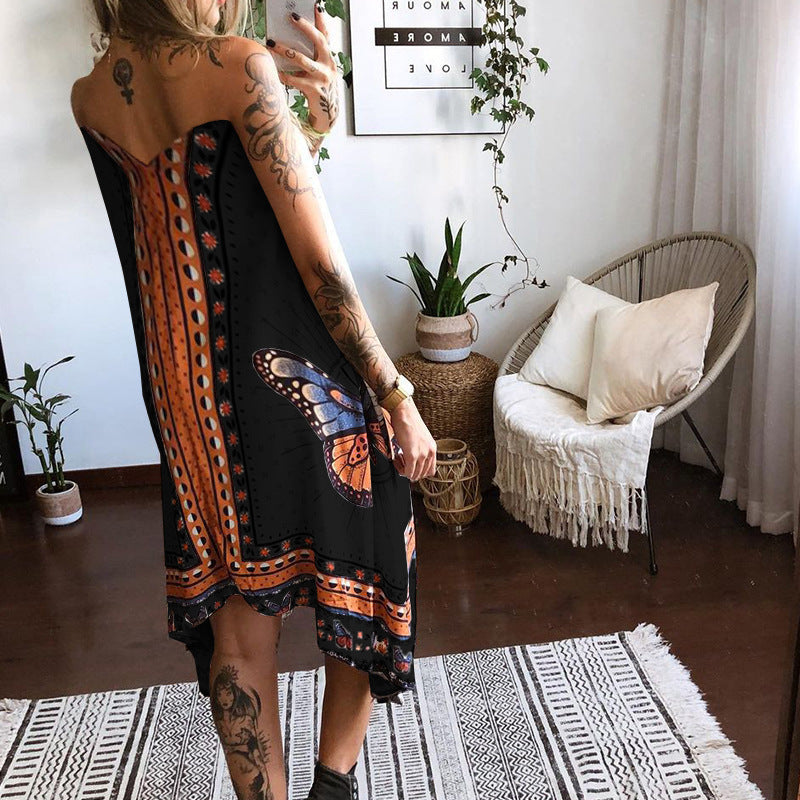 Zinnia- Damen Maxikleid mit einzigartigem Schmetterlingsdruck Schwarz 1
