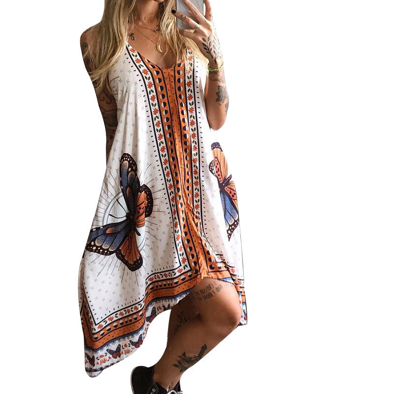 Zinnia- Damen Maxikleid mit einzigartigem Schmetterlingsdruck Weiß 1