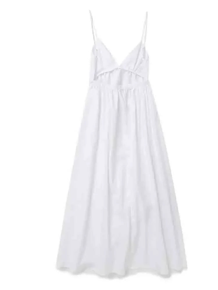 Zuzana – Fließendes Sommerkleid mit schmalen Trägern Weiß