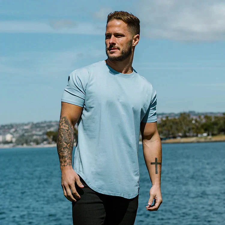 Gabriel – Basic T-Shirt Herren Sommer Drop Cut Rundhals
