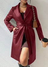 Stacey - Slim Fit PU-Leder Trenchcoat