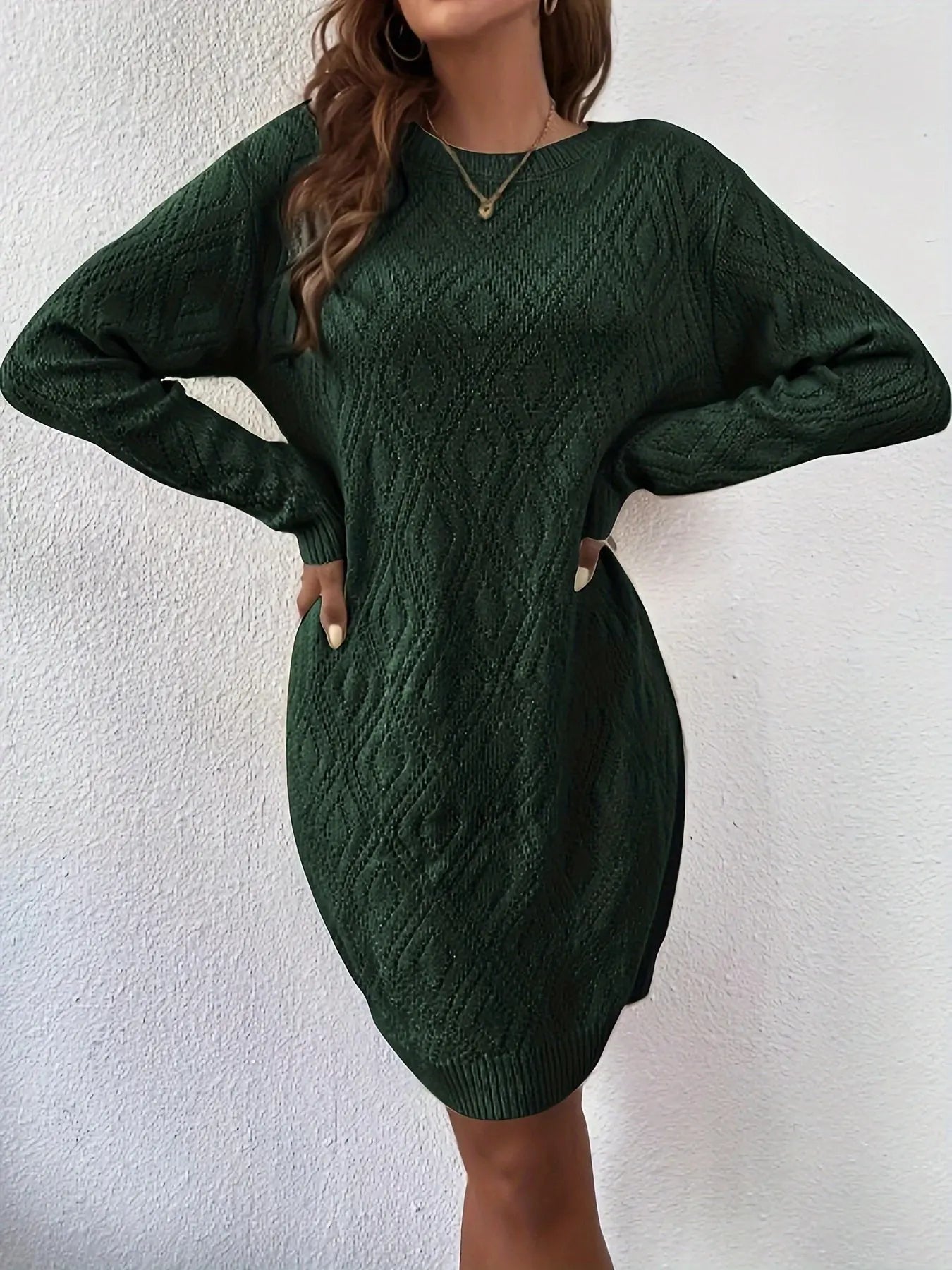 Tanja – Elegantes Strickkleid Mit Karo-Muster