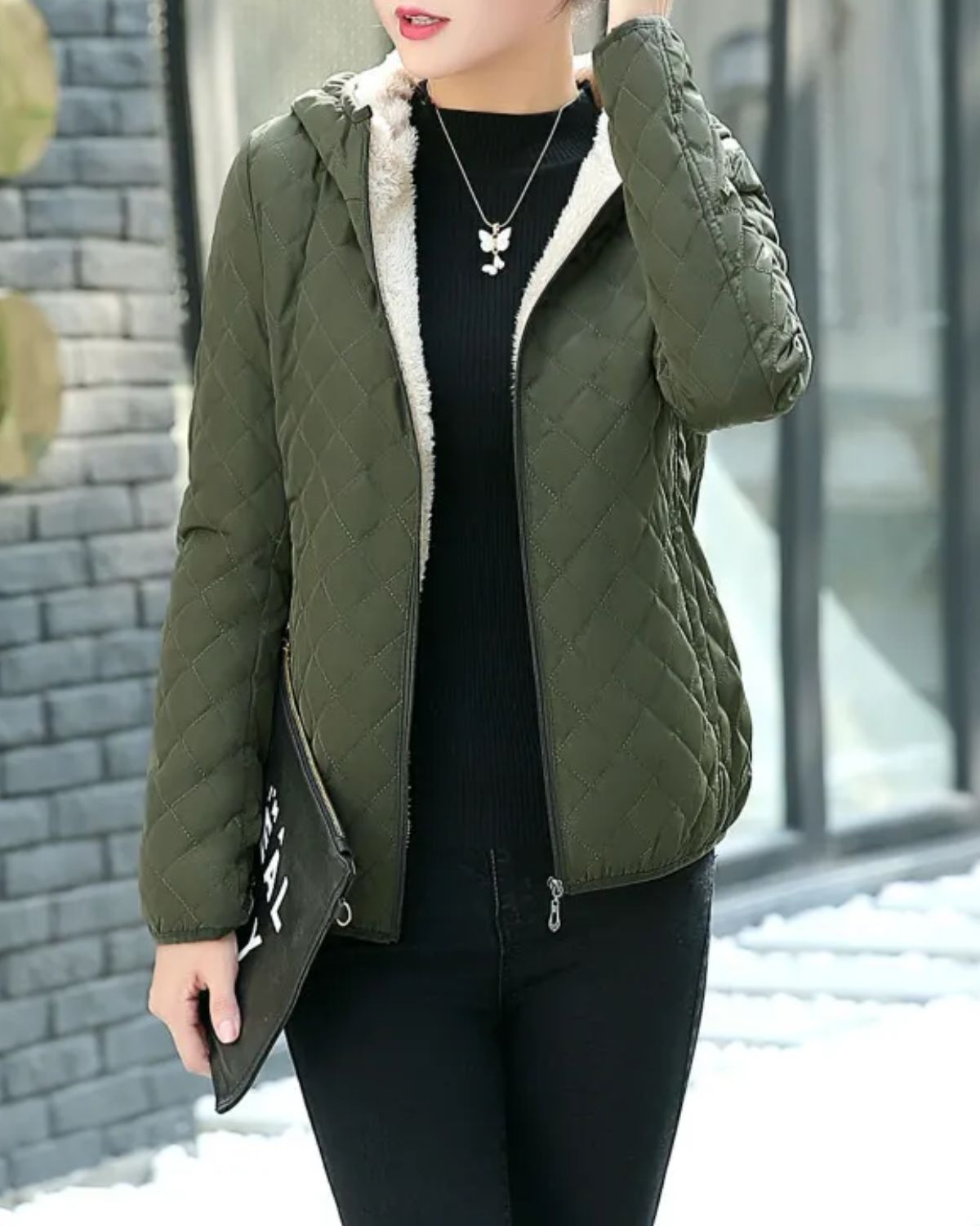 Helena – Stilvolle Winterjacke in Olivgrün