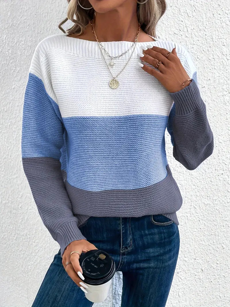 Stella – Pullover Mit Farbblock Und Rundhalsausschnitt