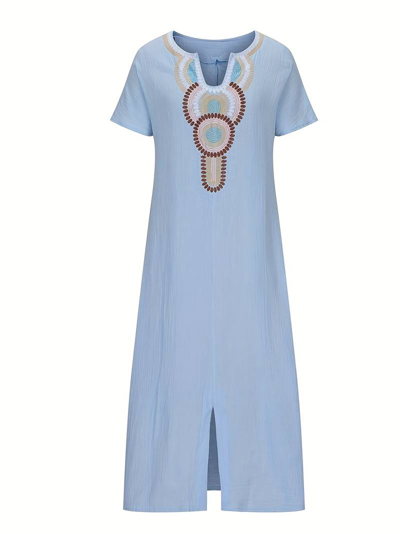 Feliciana - Boho-Ausschnitt Maxi Split Kleid