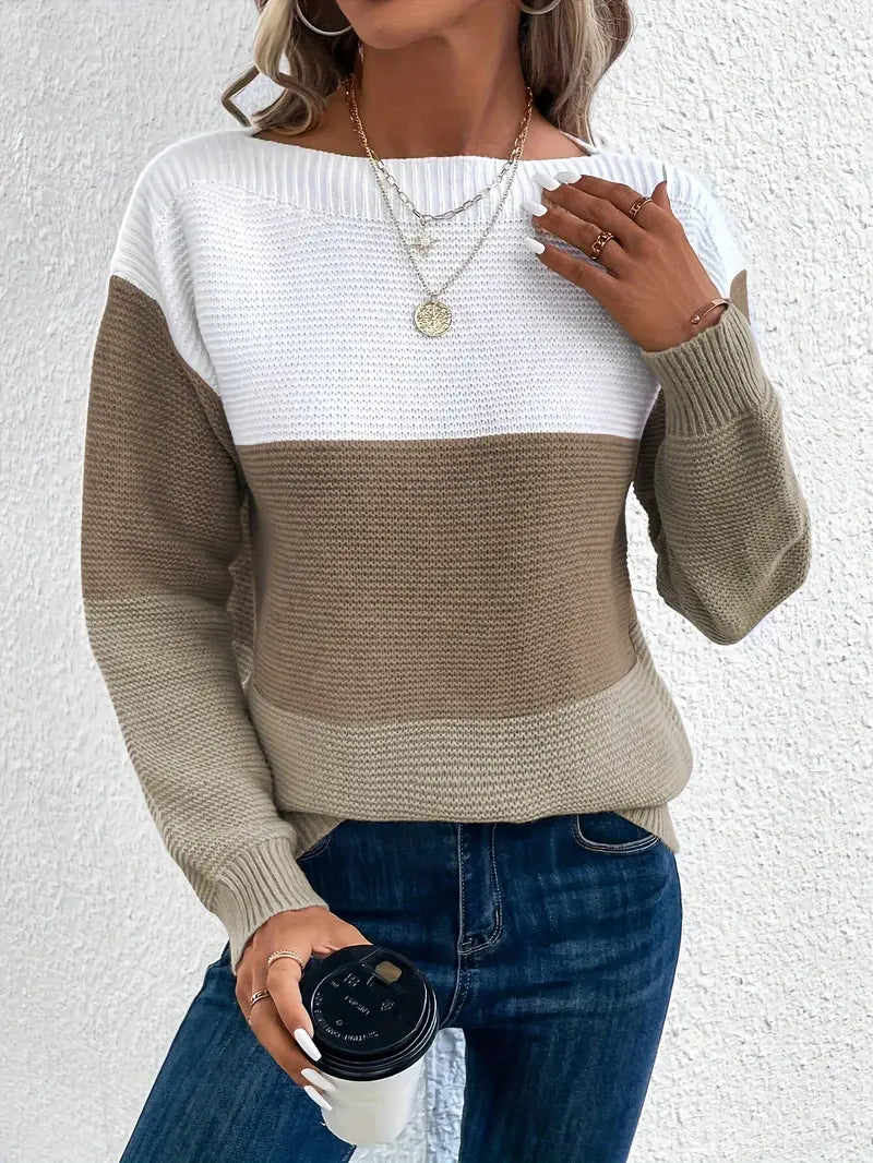 Stella – Pullover Mit Farbblock Und Rundhalsausschnitt