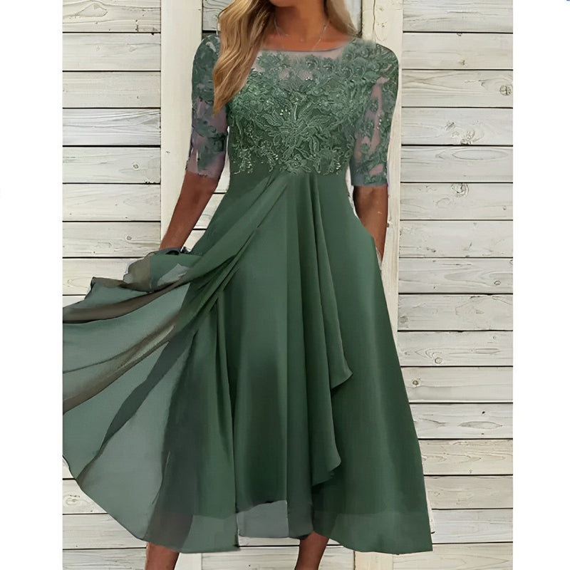 Cherise - Luftiges Maxikleid aus Chiffon mit Ausgehöhltem Design