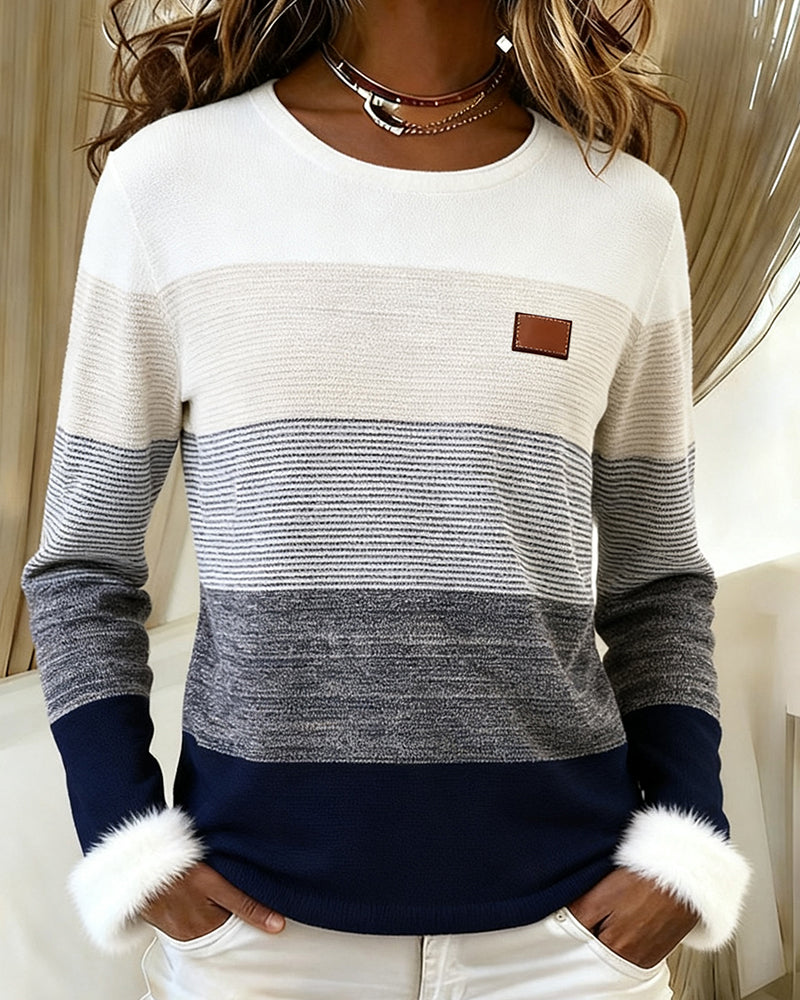 Judith – Modisches Gestreiftes Top Mit Rundhalsausschnitt