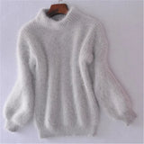 Taylor - locker gestrickter pullover in fester farbe - vintage angora pullover