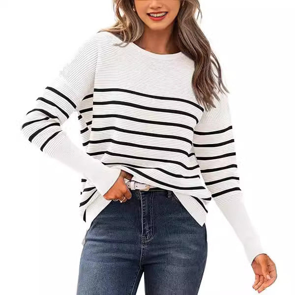 LIUBA Casual Gestreifter Rundhals-Pullover