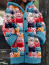 Nina - Kuscheliger Fleece-Hoodie mit niedlichem Katzen-Print