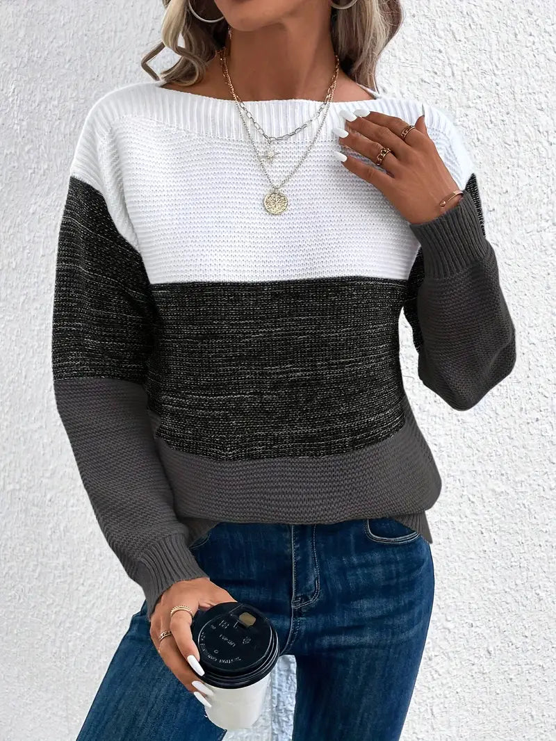 Stella – Pullover Mit Farbblock Und Rundhalsausschnitt