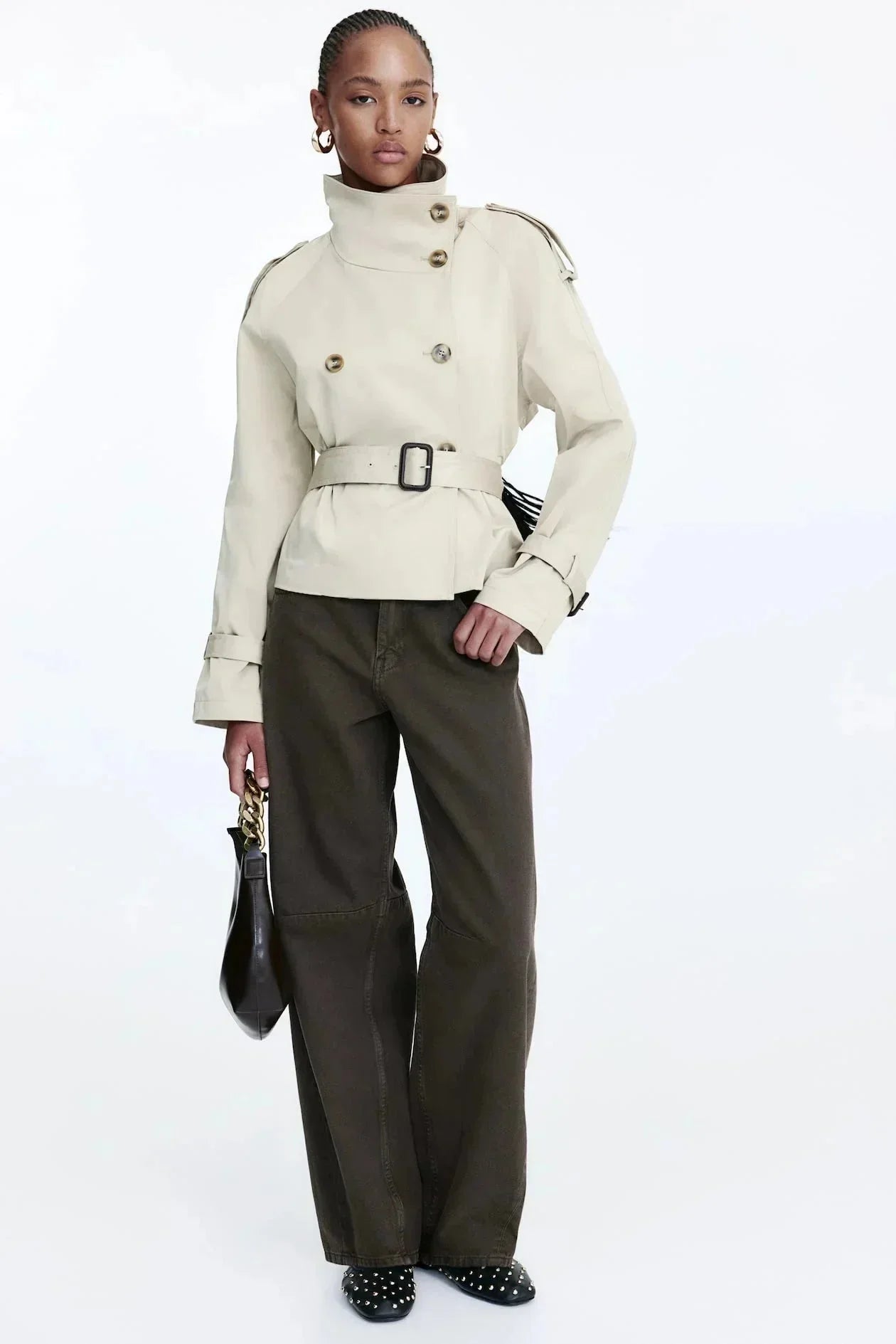Pamela – Trenchcoat Mit Hohem Kragen Und Taillengürtel