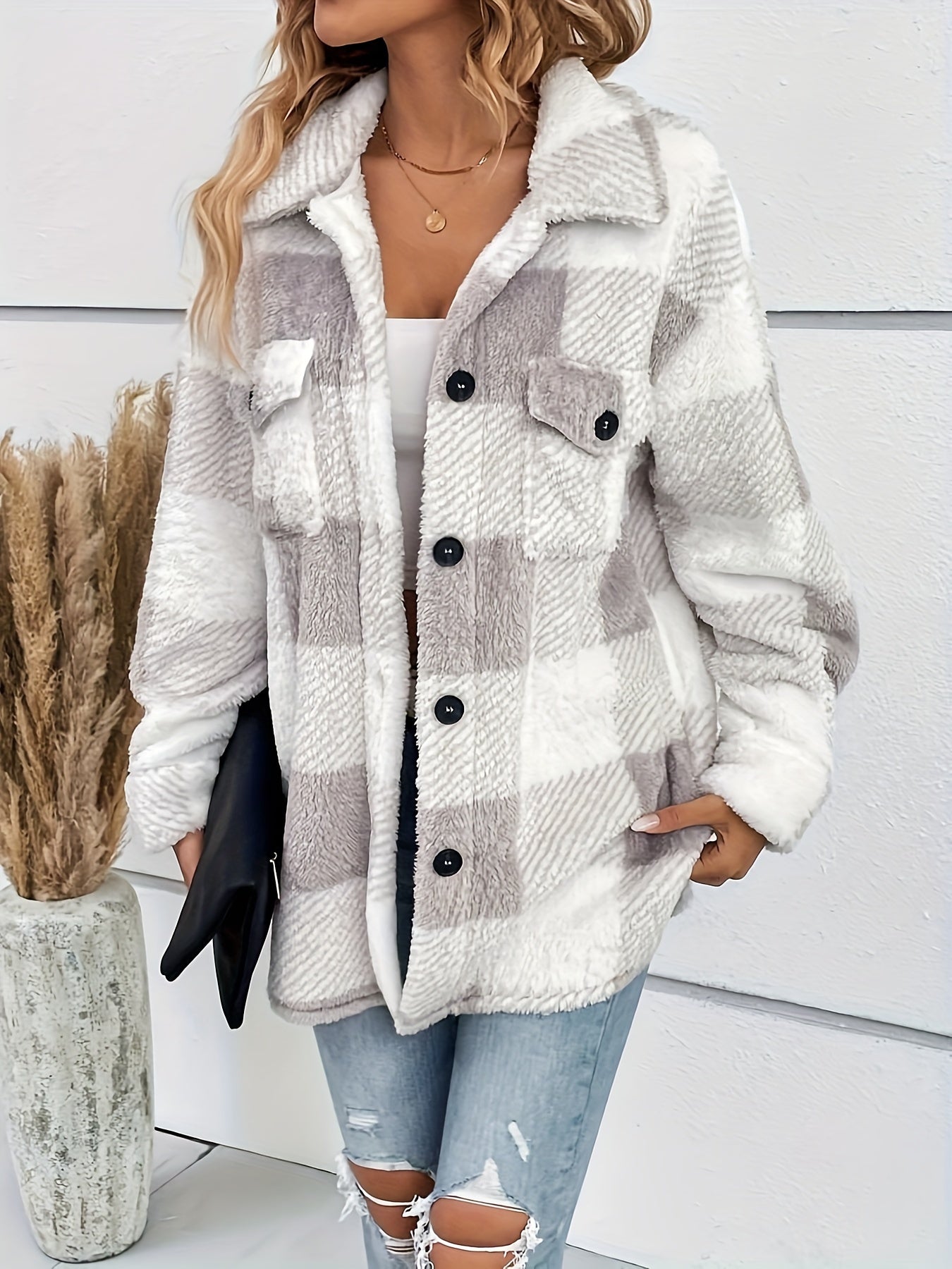 Elena – Warme Jacke mit Karomuster für Damen