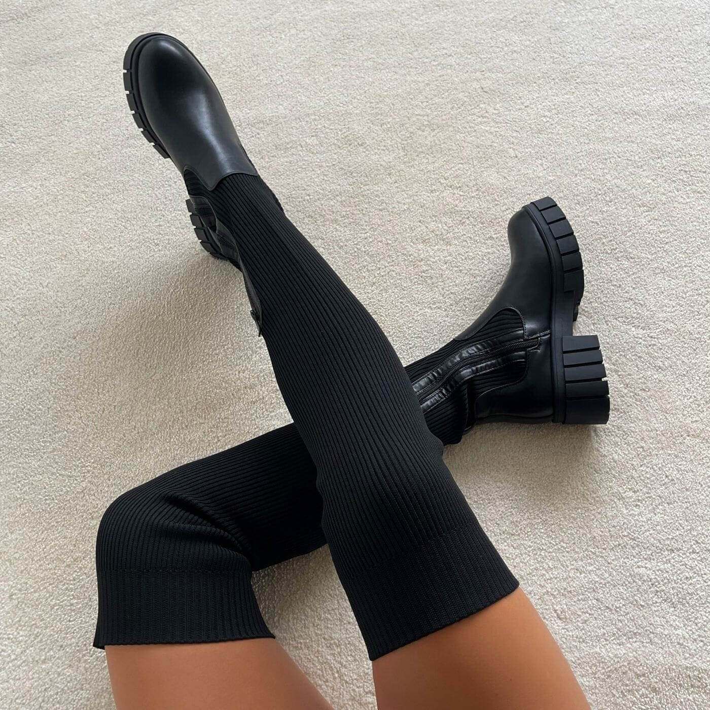 Clea - Damen Oberschenkelhohe Stretch Stiefel