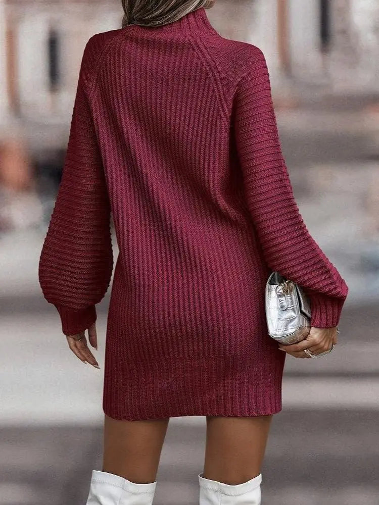 Petra – Warmes Strickkleid mit Rollkragen