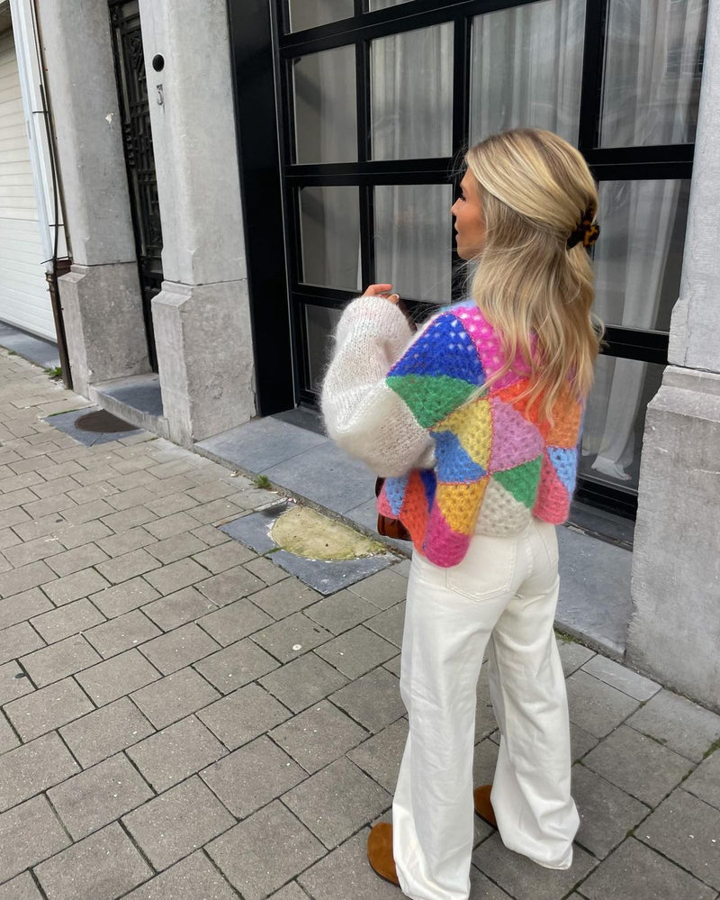 Wilma - Bunte Patchwork-Strickjacke für Frauen