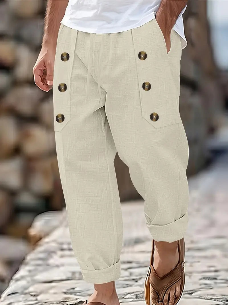 Kjell- Herren Strand Baumwollhosen Beige
