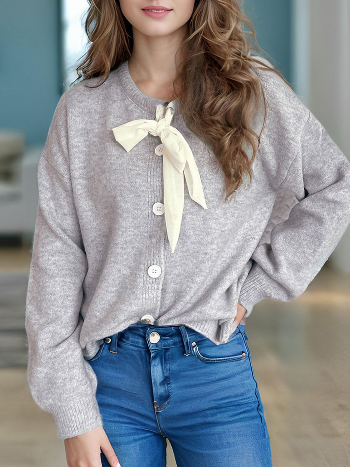 Valentina – Strick-Bluse mit passender Strickjacke