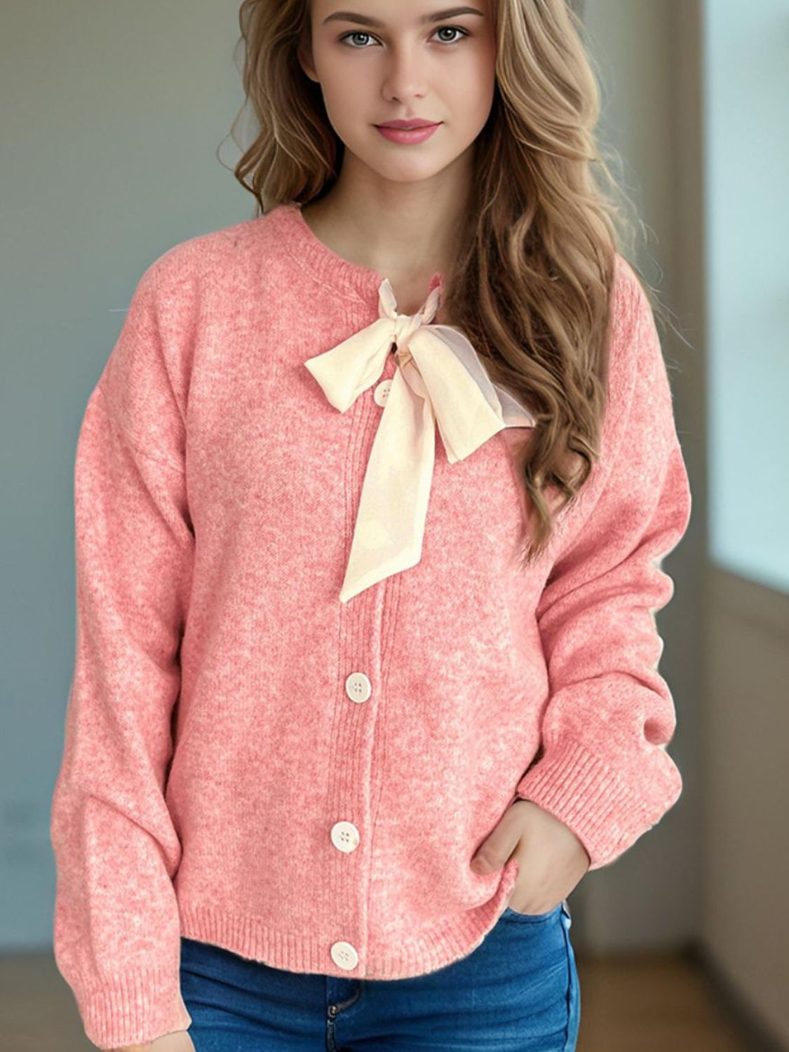 Valentina – Strick-Bluse mit passender Strickjacke