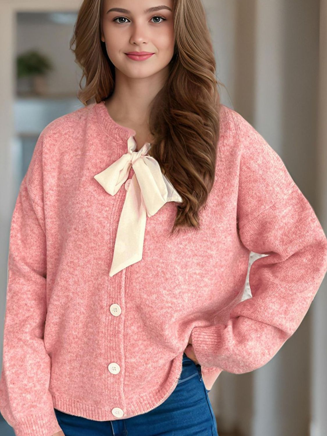 Valentina – Strick-Bluse mit passender Strickjacke