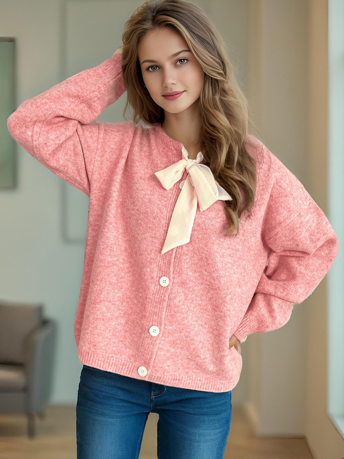 Valentina – Strick-Bluse mit passender Strickjacke
