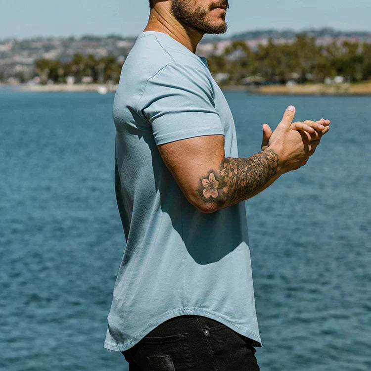 Gabriel – Basic T-Shirt Herren Sommer Drop Cut Rundhals