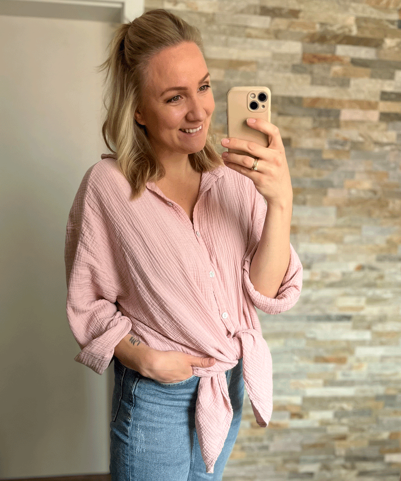 Oversize Musselin Bluse Freya Rosa Kurz