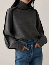 Contrast Trim Turtleneck Sweater