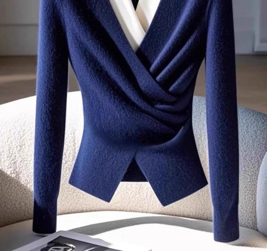 Felicitas - Blauer V-Ausschnitt Pullover für Damen Stil & Komfort