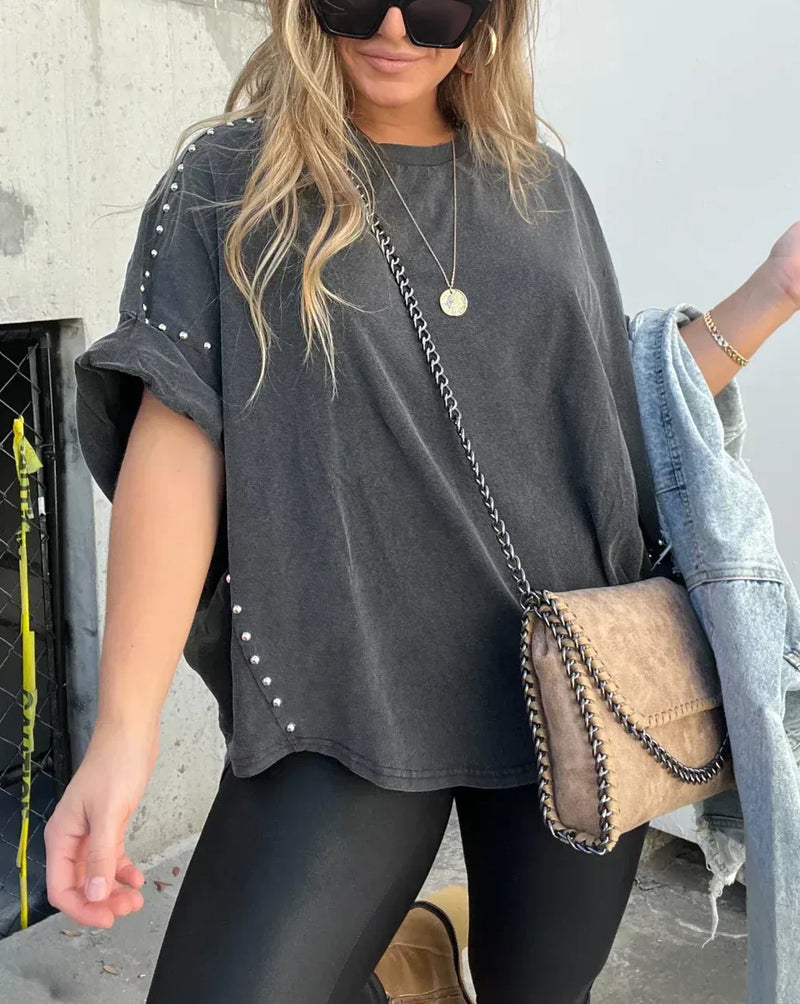 BELLA Oversized Shirt mit Nieten