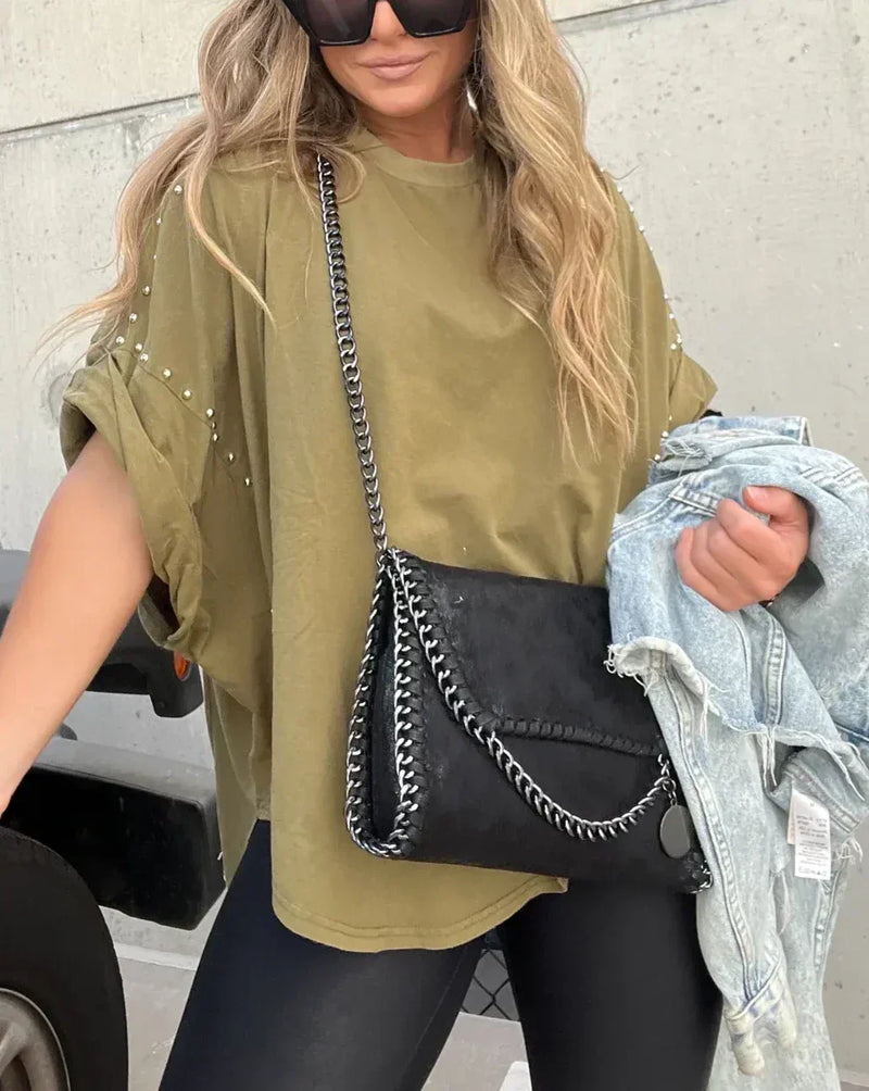 BELLA Oversized Shirt mit Nieten