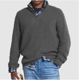 French - Herren Kaschmir Business Casual Pullover mit Reissverschluss