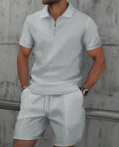 Heiko – Herren Polo Set Mit Frontzip Kurzarm Und Shorts